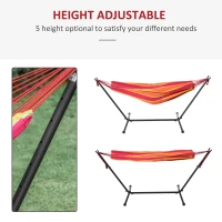 Outsunny 277 x 121cm Hammock with Metal Stand Portable Carrying Bag 120kg Red Stripe(m-4)