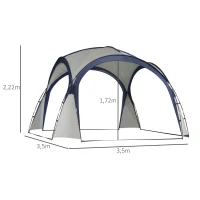 Outsunny Gazebo Party Tent, 3.5x3.5m-Cream/Blue(m-3)