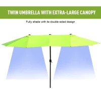 Outsunny Sun Umbrella Canopy Double-sided Crank Sun Shade Shelter 4.6M Green(m-4)