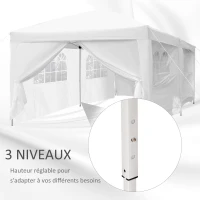 Outsunny Tonnelle Barnum Pliant Pop-up 6L x 3l x 2,5H m 6 parois latérales Amovibles 4 fenêtres + Sac de Transport Blanc(m-7)