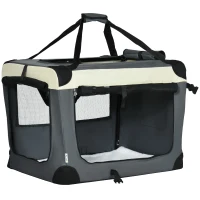 PawHut 70cm Foldable Pet Carrier, with Cushion, for Small Dogs and Cats - Grey(m-1)