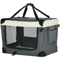 PawHut 70cm Foldable Pet Carrier, with Cushion, for Small Dogs and Cats - Grey(m-11)