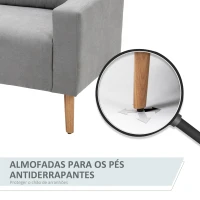 HOMCOM Sofá de 2 Lugares Moderno Estofado em Poliéster com 2 Almofadas Apoio para os Braços e Pés de Madeira de Borracha 145x76x88 cm Cinza(m-7)