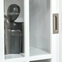 HOMCOM Armario de Libros Vitrina con 2 Puertas Correderas Estantes de Almacenaje y Balda Ajustable Mueble Aparador para Oficina Salón Estudio 80x40x121,7 cm Blanco(m-9)