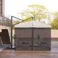 Outsunny Mosquitera para Sombrilla 300x300x240 cm Red para Sombrilla de Malla de Patio con Cremallera Negro(m-2)