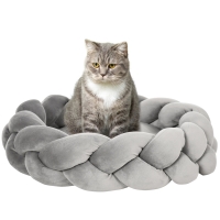 PawHut Pet Bed incl. Pillow, Cat Bed, Dog Basket, Washable, 55 cm x 55 cm x 14 cm, Gray