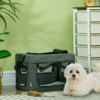PawHut 48.5cm Pet Carrier, with Cushion, for Miniature Dogs - Grey(m-2)