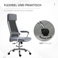 Vinsetto Bürostuhl Computerstuhl ergonomischer Schreibtischstuhl Höhenverstellung und Kopfstütze mit Schaumstoff nordischer Stil hellgrau+schwarz 65 x 67 x 119-129 cm(m-6)