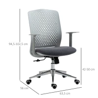 Vinsetto Bürostuhl drehbarer Chefsessel ergonomischer Computer-Arbeitsstuhl mit hoher Rückenlehne und Höhenverstellbar PP-Rückenlehne Schaumstoff höhenverstellbar 94,5-102,5 cm Grau(m-3)