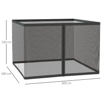 Outsunny Mosquitera para Sombrilla 300x300x240 cm Red para Sombrilla de Malla de Patio con Cremallera Negro(m-3)
