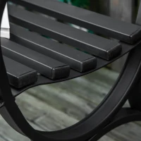 Outsunny Bancuta pentru gradina 2 locuri din otel si fonta cu brate si decoratiune, 128x58.5x85cm, negru(m-9)