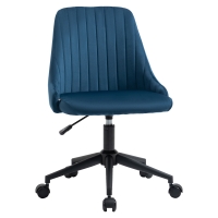 Vinsetto Office Chair Swivel Desk Chair Ergonomic Line Design Height Adjustable 360° Rotatable Foam Velvet-like Polyester Blue 50 x 58 x 77-87 cm