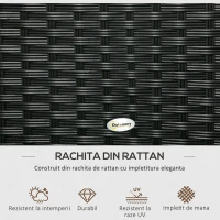 Outsunny Cufar pentru Gradina din Ratan si Otel, Lada pentru Exterior cu Capac 95x60x58cm, Negru(m-5)
