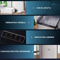 HOMCOM Masina de facut gheata , aparat de cuburi de gheata de blat cu autocuratare pentru casa cu 2 dimensiuni de uburi de gheata tip glont, 15 kg in 24 de ore cu rezervor de apa de 2, Negru(m-7)