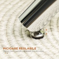 HOMCOM  Masa rotunda pentru 2-4 persoane, masa de bucatarie moderna cu blat din sticla cu picioare de otel, Φ80cm(m-7)