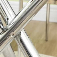 HOMCOM  Set de masa din 5 piese, mMsa de bucatarie rotunda moderna din sticla si scaune pentru 4 persoane, Masa economisitoare de spatiu cu scaun din piele PU, Picioare de otel(m-7)