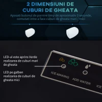 HOMCOM Masina de facut gheata , aparat de cuburi de gheata de blat cu autocuratare pentru casa cu 2 dimensiuni de uburi de gheata tip glont, 15 kg in 24 de ore cu rezervor de apa de 2, Negru(m-5)