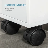 kleankin Dulap  de baie subtire cu 4 roti rulante, dulap de depozitare de sine statator cu 2 sertare si raft deschis, suport pentru hartie igienica pentru spatiu mic, alb(m-5)