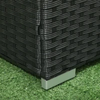 Outsunny Cufar pentru Gradina din Ratan si Otel, Lada pentru Exterior cu Capac 95x60x58cm, Negru(m-7)