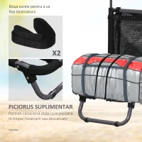 SPORTNOW Carucior de plaja pliabil, carucior de plaja din aluminiu cu roti mari de 30 cm pentru orice teren si maner telescopic, utilizare in gradina pentru cumparaturi in camping(m-6)