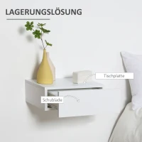HOMCOM 2 tlg. Wandnachttische Nachttisch Wandschrank mit Schublade Schlafzimmer Nachtkommode Beistelltisch Spanplatte Weiß 40 x 30 x 15 cm(m-5)