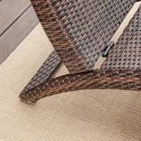 Outsunny Outdoor Foldable PE Rattan Sun Lounger with Soft Padded Cushion, Ergonomic Curved Design Sun Bed for Balcony, Garden, Brown(m-13)