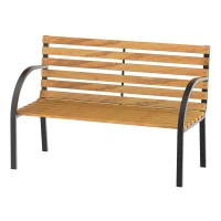 Outsunny Garden Bench, 122Lx60Wx80H cm-Steel/Wood(m-1)