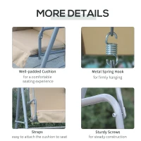 Outsunny Outdoor Double Swing Chair Sun Shade Heavy Duty Cushioned Adjustable Canopy - Beige(m-6)