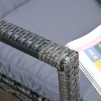 Outsunny Rattan Sun Lounger Outdoor Garden Furniture with 5-Level Adjustable Backrest 2 Wheels Mixed Brown/Grey(m-10)