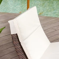 Outsunny Outdoor Foldable PE Rattan Sun Lounger with Soft Padded Cushion, Ergonomic Curved Design Sun Bed for Balcony, Garden, Brown(m-11)