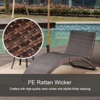Outsunny Outdoor Foldable PE Rattan Sun Lounger with Soft Padded Cushion, Ergonomic Curved Design Sun Bed for Balcony, Garden, Brown(m-4)