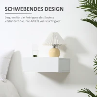 HOMCOM 2 tlg. Wandnachttische Nachttisch Wandschrank mit Schublade Schlafzimmer Nachtkommode Beistelltisch Spanplatte Weiß 40 x 30 x 15 cm(m-4)