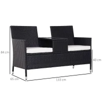 Outsunny Rattan Chair Set W/Middle Tea Table-Black(m-3)