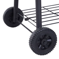 Outsunny Portable Charcoal BBQ Grill, Cold-rolled Steel, Solid Wood, 124Lx53Wx108H cm-Black(m-12)