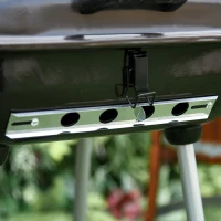 Outsunny Outdoor Portable Steel Charcoal Grill with Anti-scaling Handle, Wheels,Shelves Heat Control for Outdoor BBQ Picnic Camping Black(m-10)