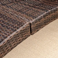 Outsunny Outdoor Foldable PE Rattan Sun Lounger with Soft Padded Cushion, Ergonomic Curved Design Sun Bed for Balcony, Garden, Brown(m-9)