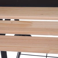 Outsunny Portable Charcoal BBQ Grill, Cold-rolled Steel, Solid Wood, 124Lx53Wx108H cm-Black(m-14)