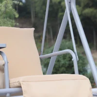 Outsunny Outdoor Double Swing Chair Sun Shade Heavy Duty Cushioned Adjustable Canopy - Beige(m-10)