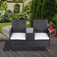 Outsunny Rattan Chair Furniture Set W/ Middle Tea Table-Brown(m-2)