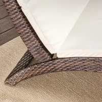 Outsunny Outdoor Foldable PE Rattan Sun Lounger with Soft Padded Cushion, Ergonomic Curved Design Sun Bed for Balcony, Garden, Brown(m-12)