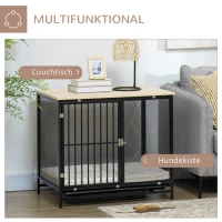 PawHut hondenkooi, dierenkooi met tafelblad, hondenhok, kennel, binnen(m-5)
