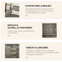 Outsunny Rattan sofa zewnętrzny trzyosobowa ogród sofa wypoczynkowa z poduszkami stal szary(m-5)