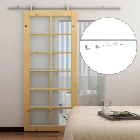 HOMCOM Kit di Montaggio per Porta Scorrevole max 150kg con Binario, Fermi e Guida, in Alluminio 200x3.15x2.5 cm(m-5)
