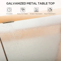 Outsunny Fir Wood Garden Potting Table 80L x 42W x 142H cm Galvanized Metal Workstation with Sink Plug Shelves and Hooks(m-7)