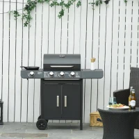 Outsunny Deluxe Gas Barbecue Grill 3+1 Burner Garden BBQ Large Cooking Area Side Burner(m-12)