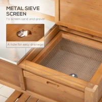 Outsunny Fir Wood Garden Potting Table 80L x 42W x 142H cm Galvanized Metal Workstation with Sink Plug Shelves and Hooks(m-5)