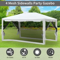 Outsunny 4x3 m Waterproof Gazebo W/Mesh Sides-White/Black(m-4)