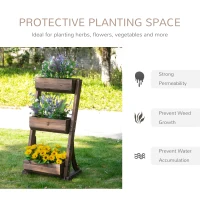 Outsunny IE Located 3-Tier Raised Garden Bed, Wooden Plant Stand, Vertical Flower Pot Display Rack Stand, 61 x 48 x 118 cm(m-4)