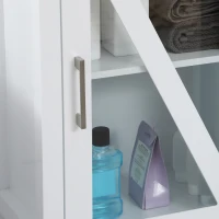 kleankin Coluna Casa de Banho com 2 Portas de Vidro Prateleiras Ajustáveis e Prateleira de Armazenamento 45x30x170 cm Branco(m-7)