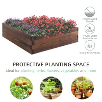 Outsunny 128L Wooden Raised Beds for Garden Planter Grow Containers For Outdoor Patio Plant Flower Vegetable 80L x 80W x 22.5H cm(m-4)